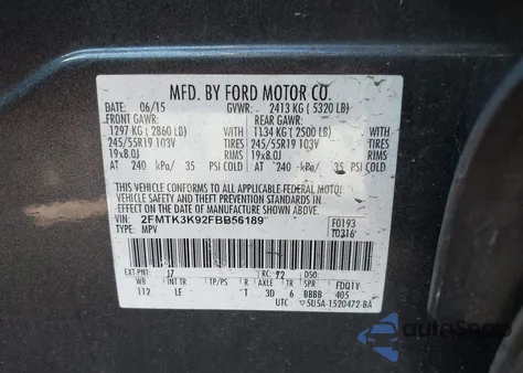 2015 Ford Edge Titanium из США, поврежденный, VIN 2FMTK3K92FBB56189